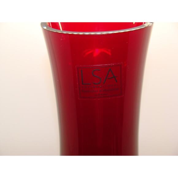 LSA International Art Glass Vase RED 12'' Hand Blown Heavy Gorgeous Poland SEE - Picture 3 of 6